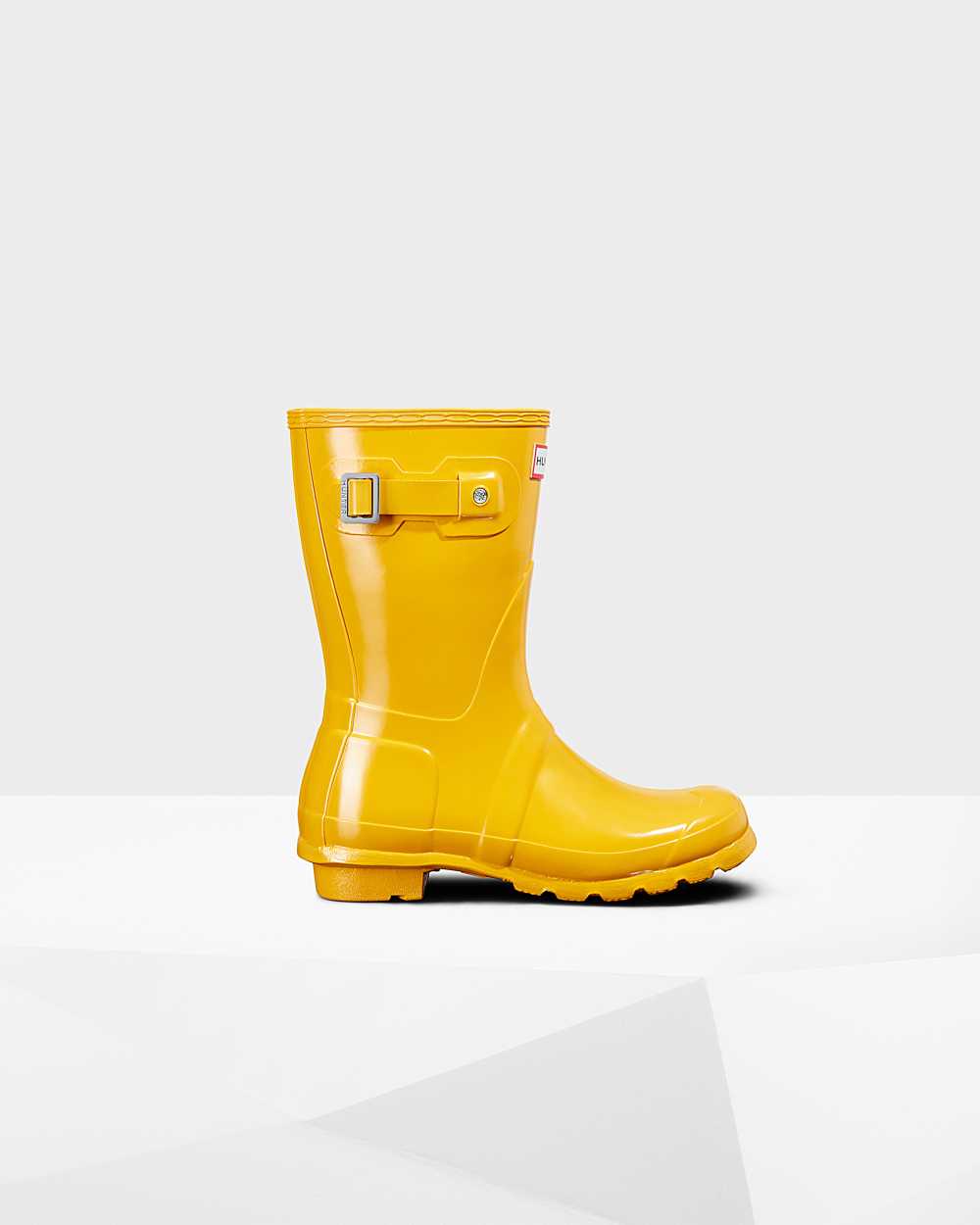 Hunter Original Short Gloss Mid-Calf Women's Rain Boots NZ-61937H Yellow